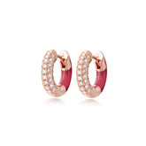 Small Double-Sided Silver Joy Hoop, Rose Gold Plating, Natural White Topaz + Give Love Gift